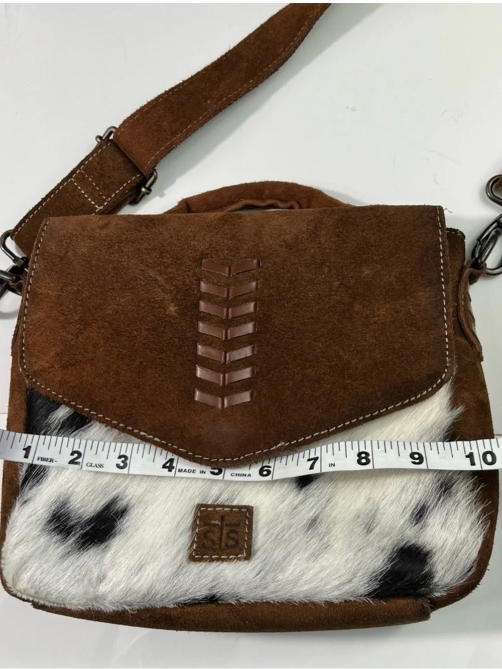 STS Ranchwear Cowhide Suede Leather Flap Close Crossbody Purse Western Rodeo